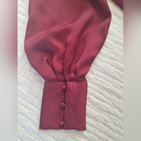 Express Burgundy Satin Long Sleeve Mini Dress - Picture 8 of 11